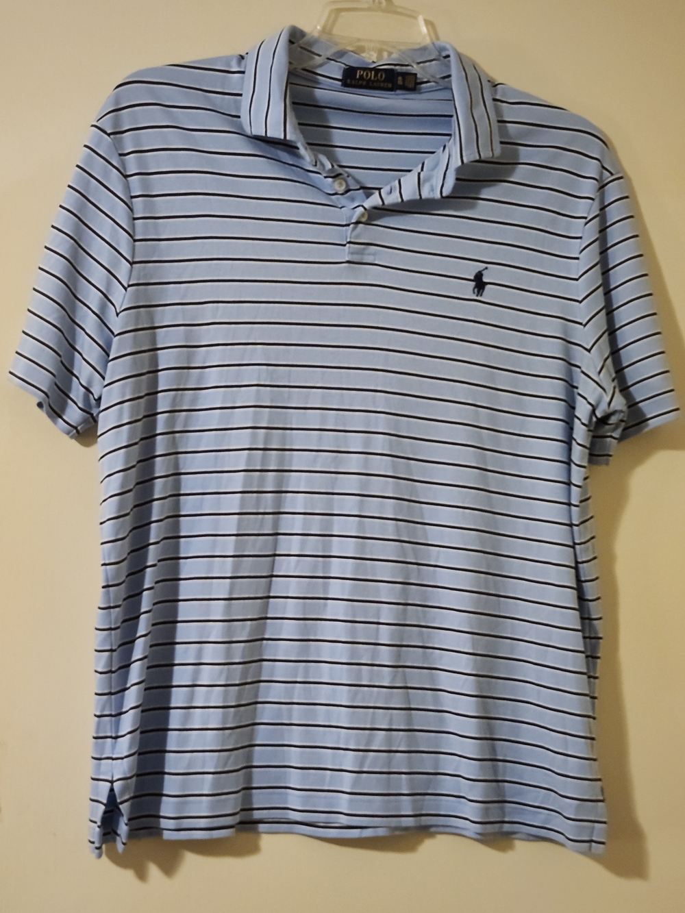 Polo by Ralph Lauren Classic Preppy Light Blue Striped Polo Shirt XL